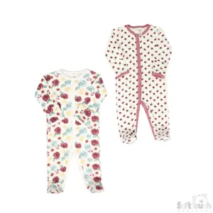 2 Pack Baby Sleep Suits Floral (NB-9Months)-4CC104-SS