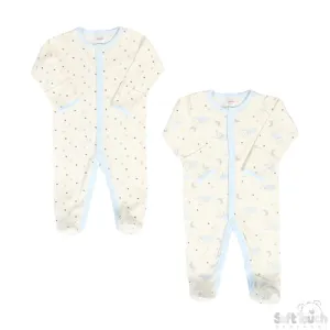 2 Pack Baby Sleep Suits Moons & Stars (NB-9Months)-4CC102-SS