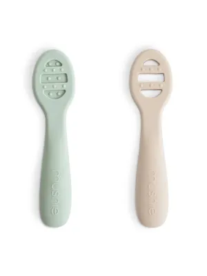 2-Pack First Feeding Baby Spoons, Cambridge Blue/Shifting Sand
