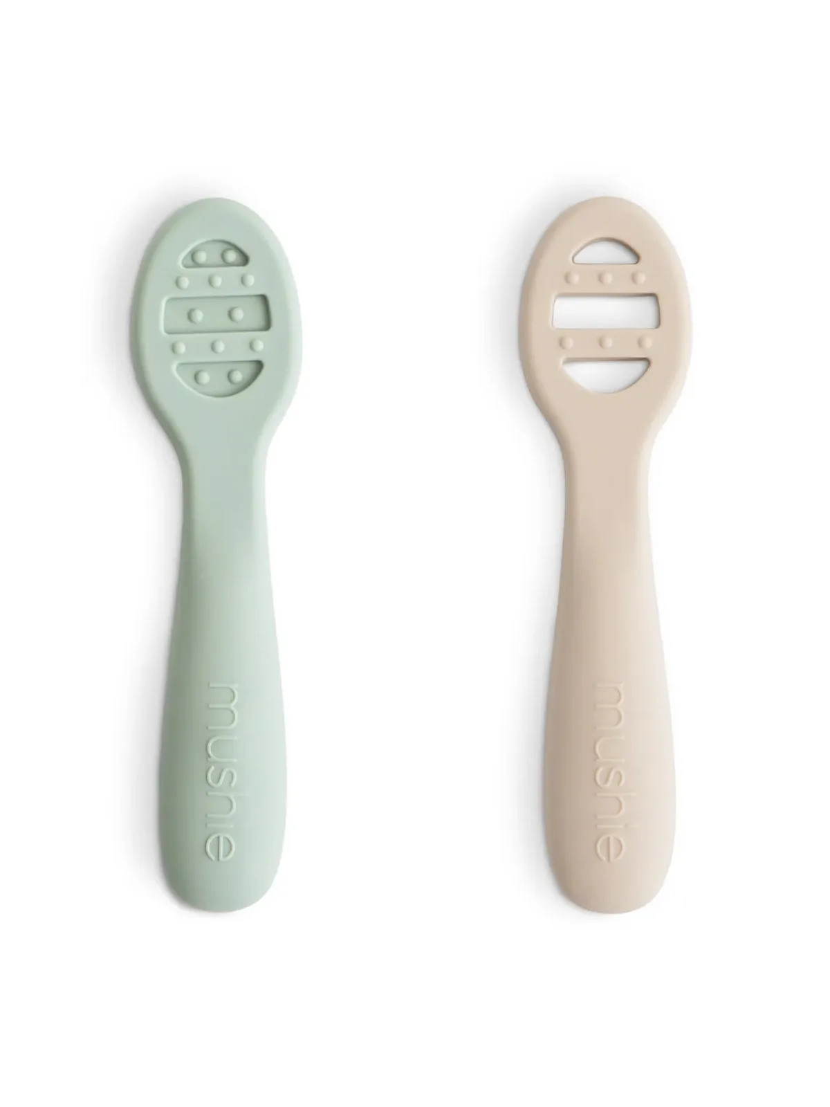 2-Pack First Feeding Baby Spoons, Cambridge Blue/Shifting Sand