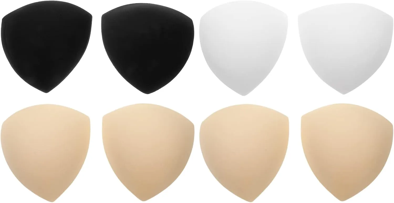 4 Pairs Removable Bra Pad Inserts Sports Bras Sponge Pads Replacement Bra Pads Sports Bras Bikinis Swimsuits
