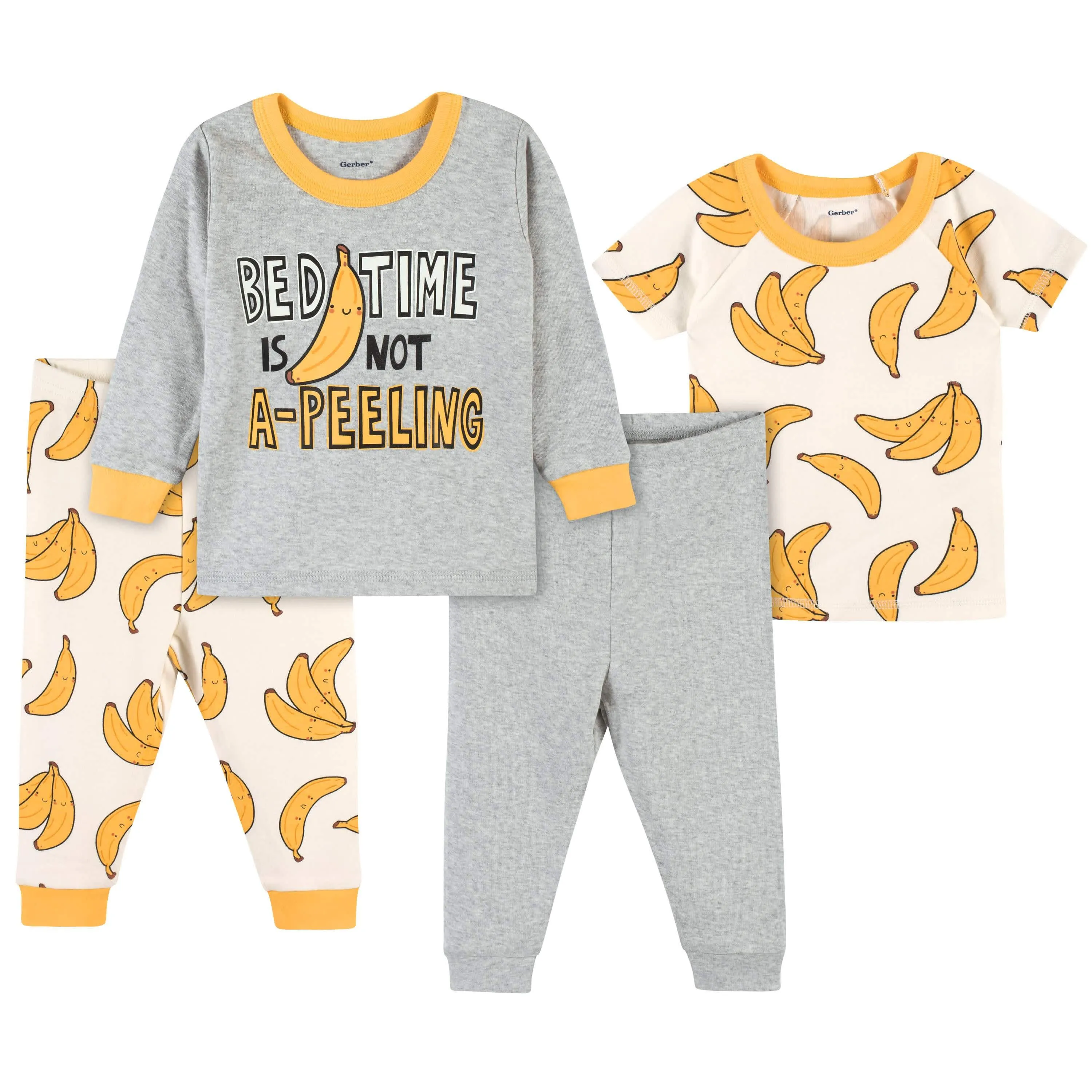 4-Piece Baby & Toddler Bananas Snug Fit Cotton Pajamas