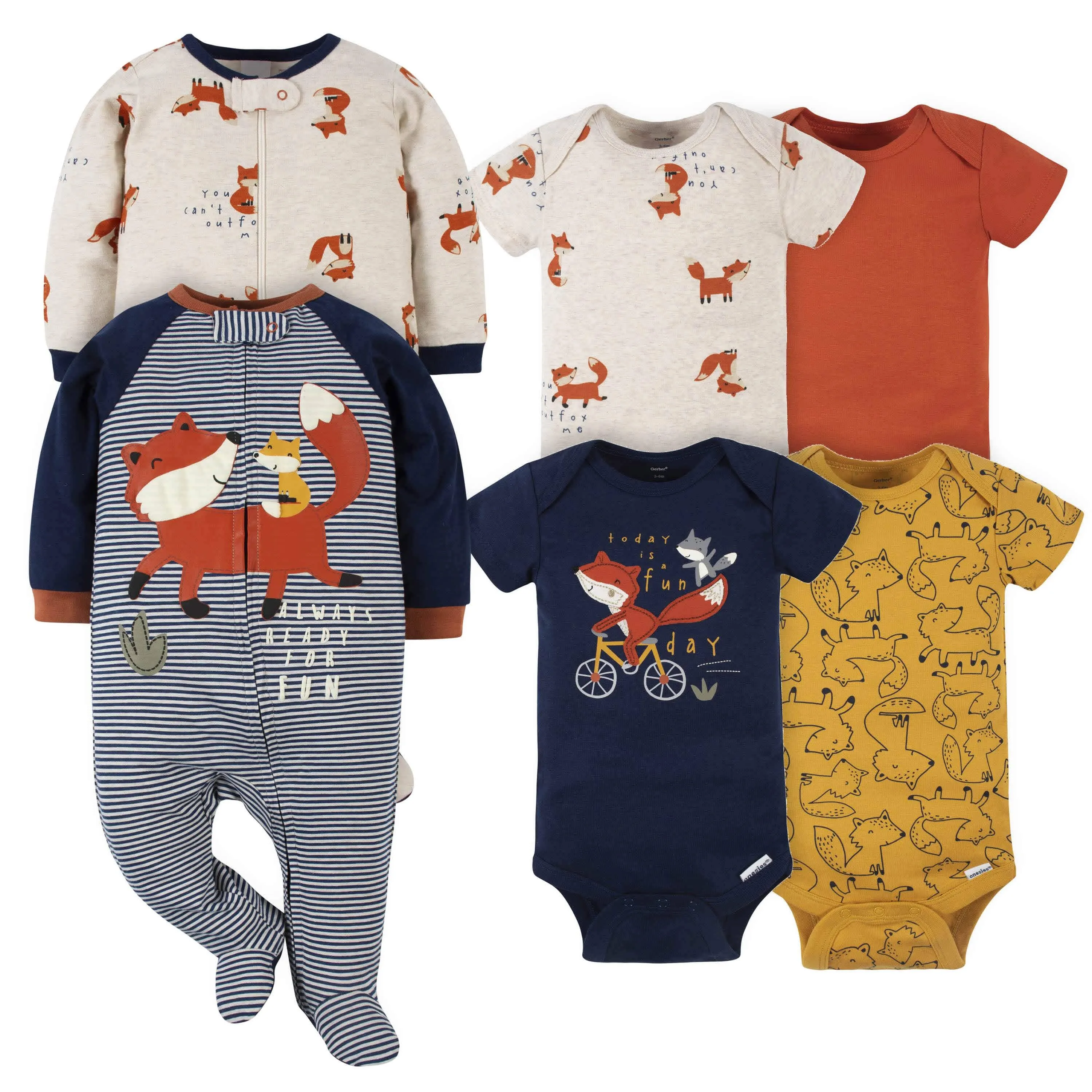 6-Piece Baby Boys Fox Onesies® Bodysuit and Sleep 'N Play Set