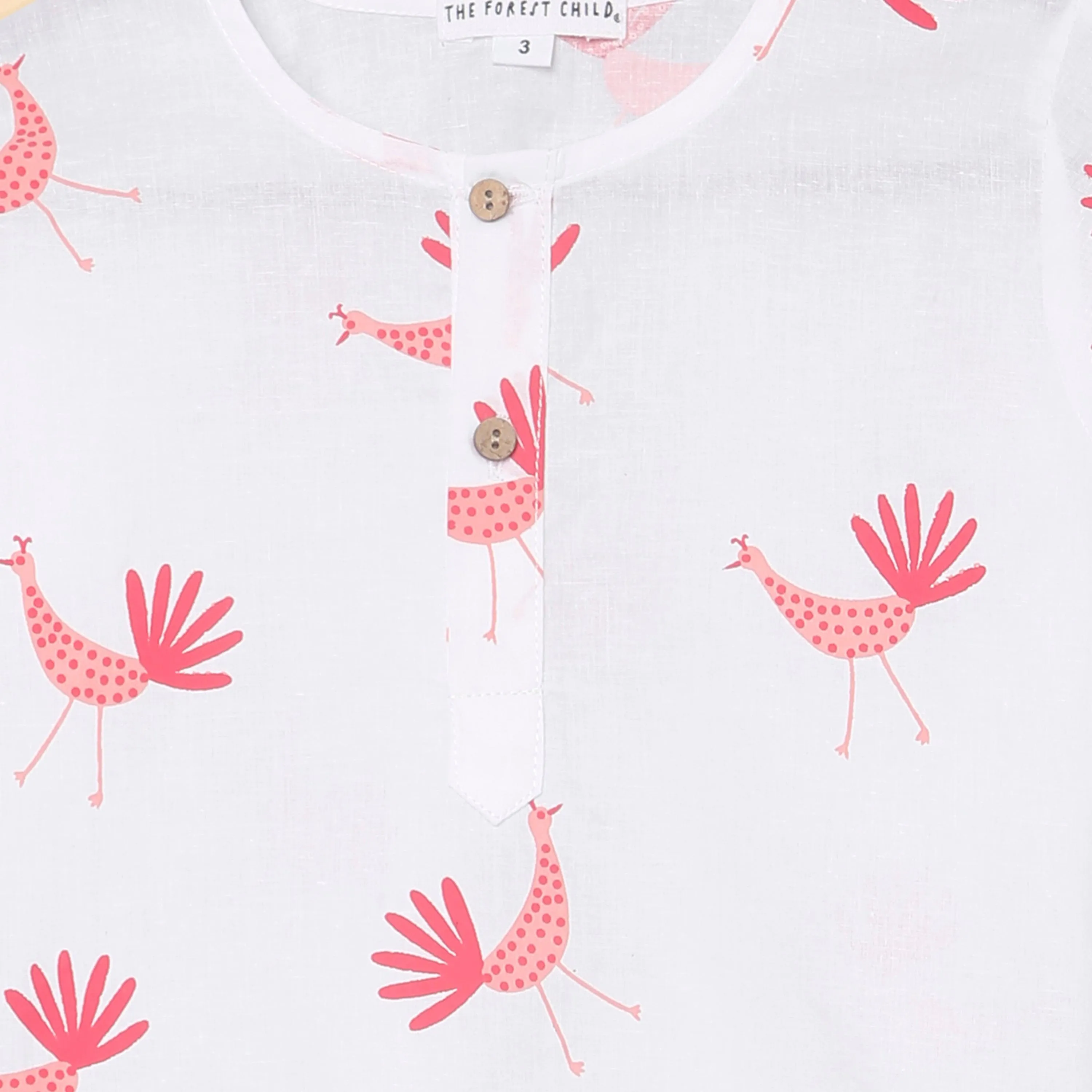 A Pride of Peacocks' - Unisex Kurta Pyjama Set for Kids