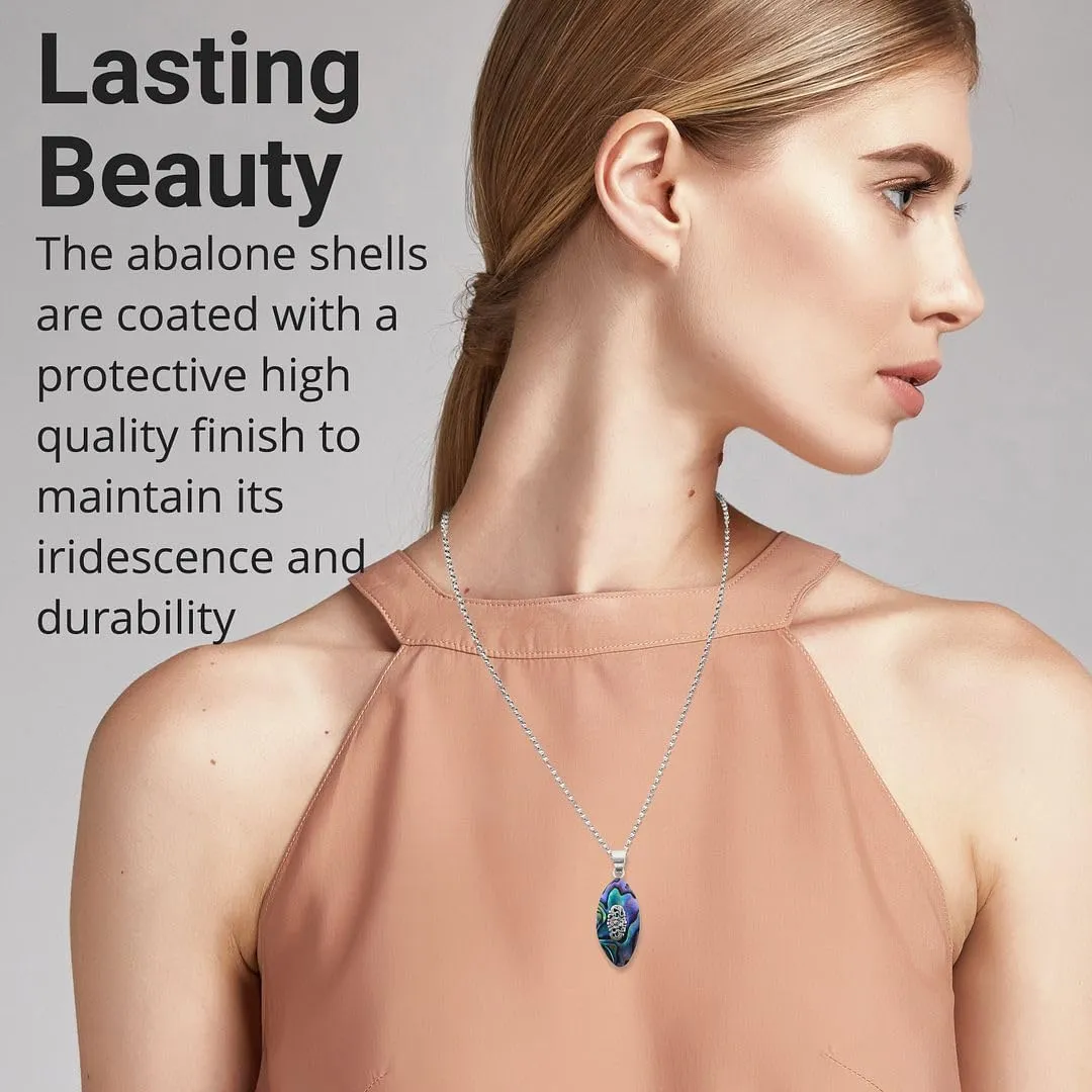Abalone Shell Pendant in 925 Sterling Silver - Natural Abalone Pendants for Necklaces - Boho Beach Charm Costume Western Jewelry for Women - Anniversary Engagement Trendy Birthday Gifts