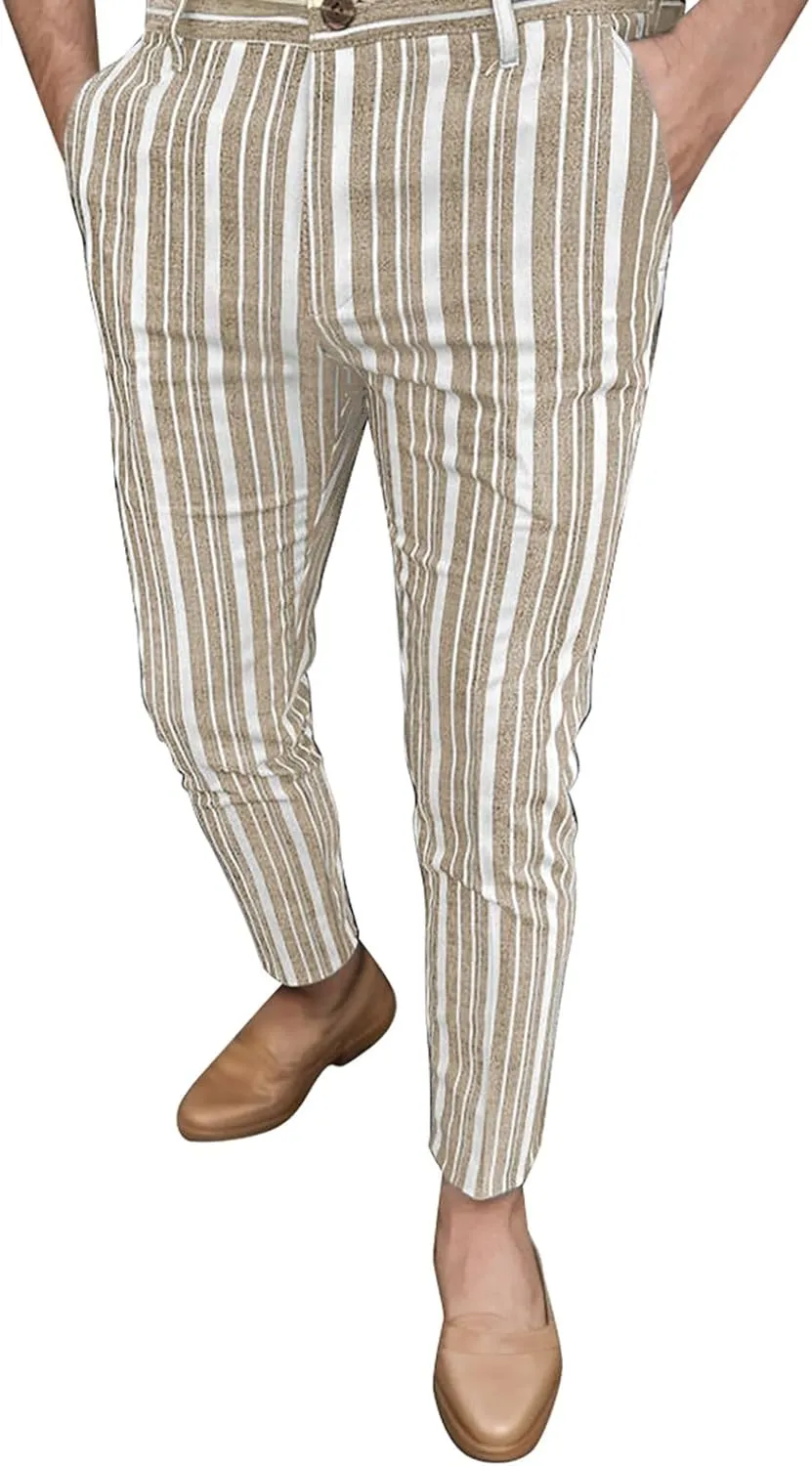 Active Jogger Sweatpants Mens Chinos Slim Fit Stretch Flat Front Skinny Dress Pants (Khaki, XXXL)