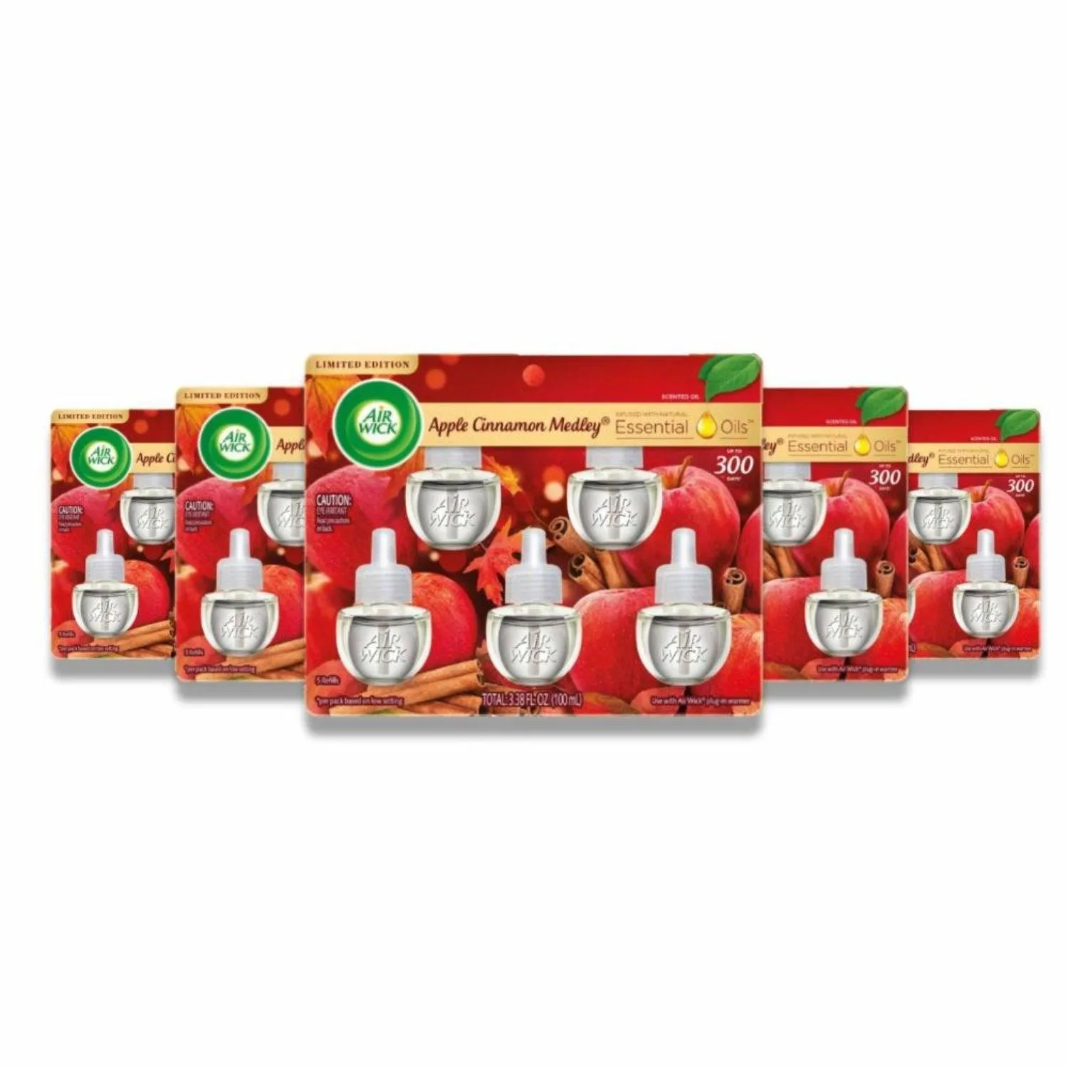 Air Wick - Scented Oil, Apple Cinnamon Medley - 3.38 Oz - 5 Pack (5 Ct Each)