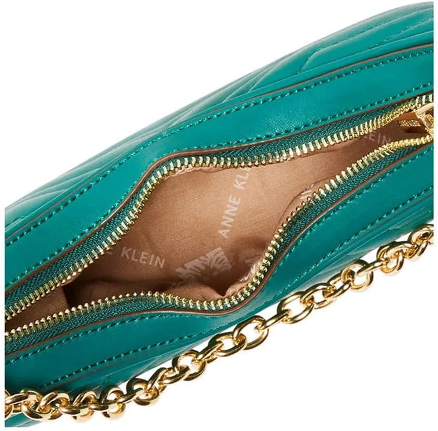Anne Klein Quilted Crescent Shoulder Bag with Swag Chain
