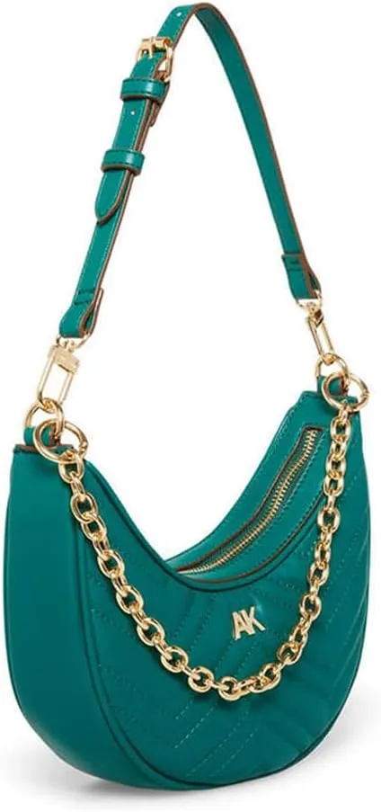 Anne Klein Quilted Crescent Shoulder Bag with Swag Chain
