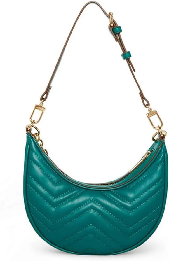 Anne Klein Quilted Crescent Shoulder Bag with Swag Chain