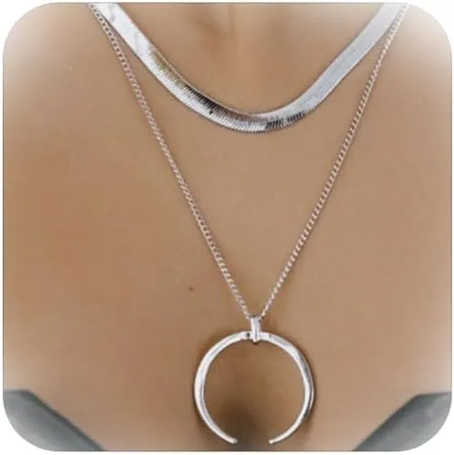 Aonklot Layered Gold Necklaces for Women Stacked Herringbone Paperclip Layered Chains Necklace Gold Snake Choker Necklaces Jewelry for Women