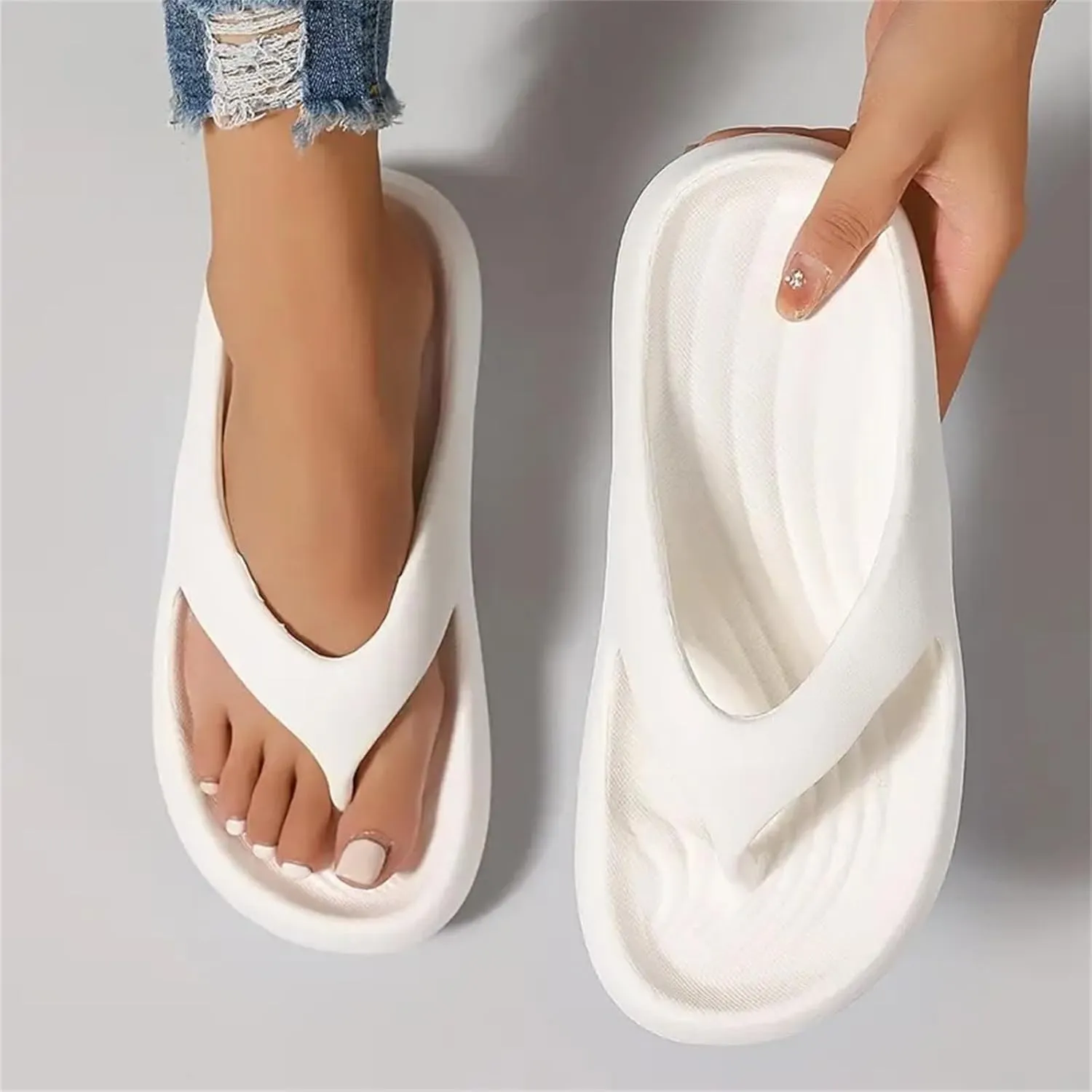 Arch Support Flip Flops for Women Plantar Fasciitis, Orthopedic Sandals, Slip On Thong Sandals, Orthotic Slippers Indoor and Outdoor, Comfortable Walking Slides for All Day Wear, Ladies Wedge Slippers