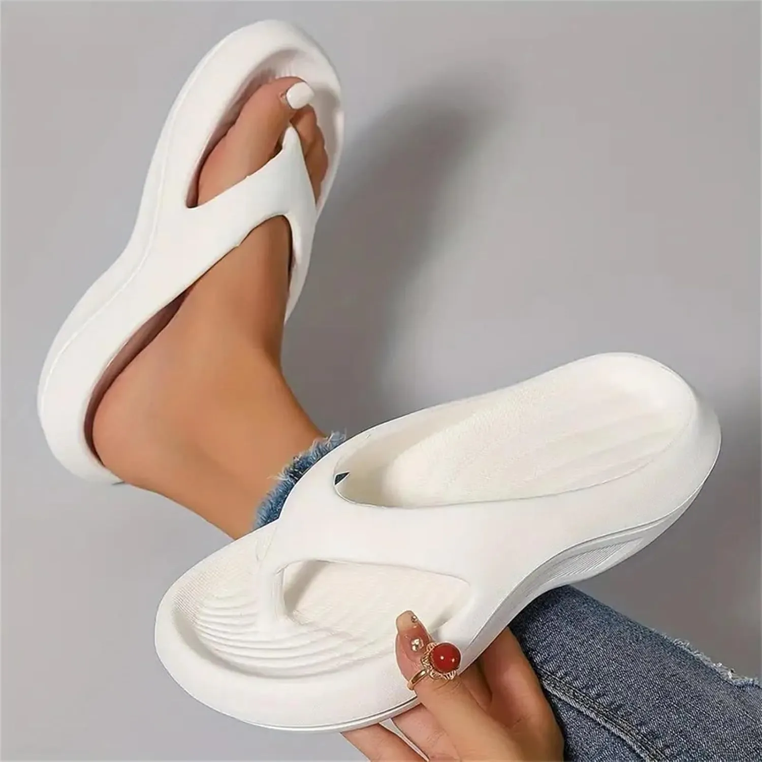 Arch Support Flip Flops for Women Plantar Fasciitis, Orthopedic Sandals, Slip On Thong Sandals, Orthotic Slippers Indoor and Outdoor, Comfortable Walking Slides for All Day Wear, Ladies Wedge Slippers