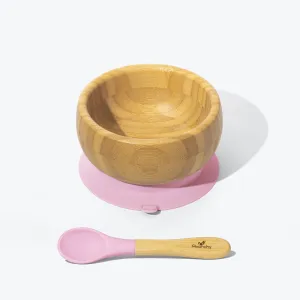 Avanchy Bamboo Suction Baby Bowl   Spoon - Pink