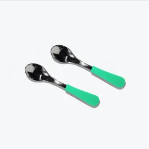 Avanchy Stainless Steel Baby Spoons - Pack of 2 - Green
