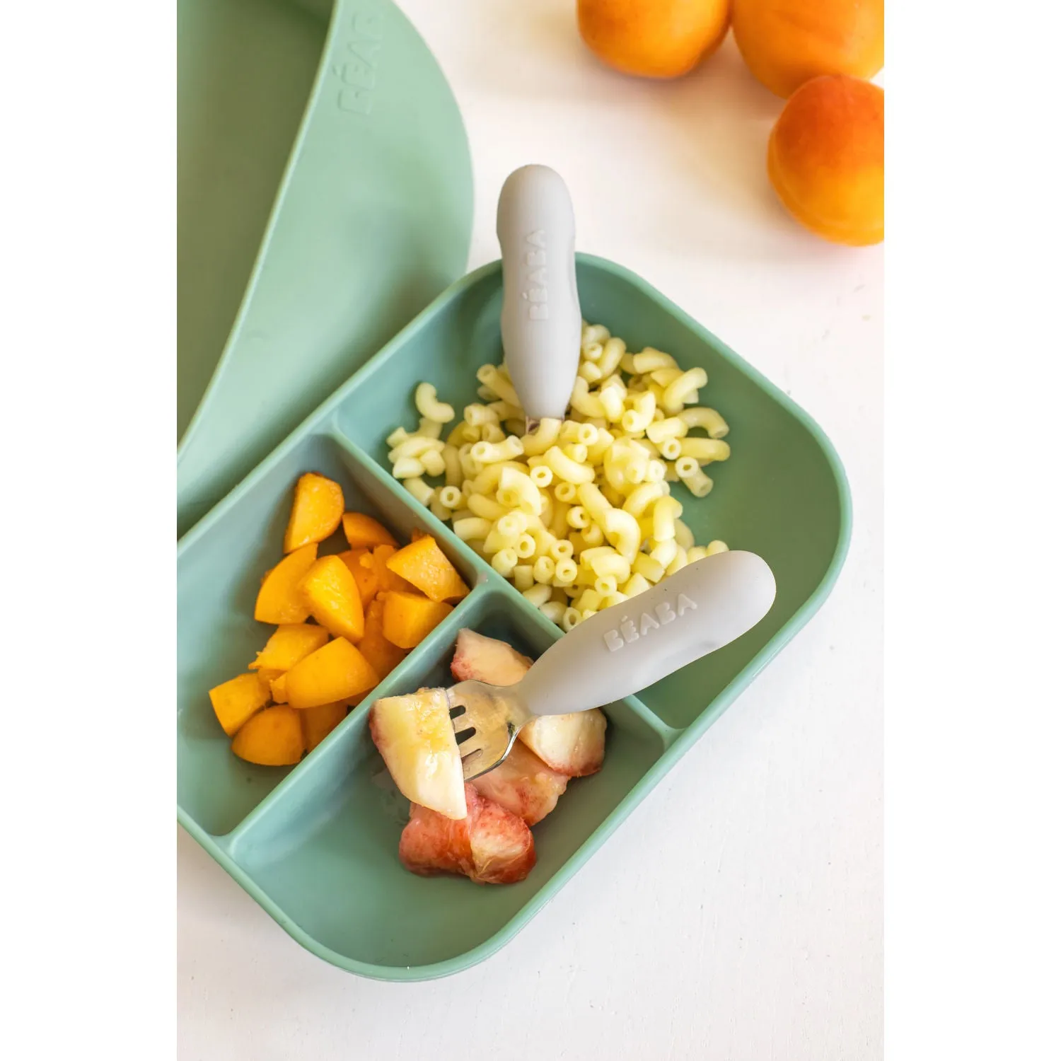 Beaba Set of 2 Stainless Steel Pre-Cutlery - Velvet Grey