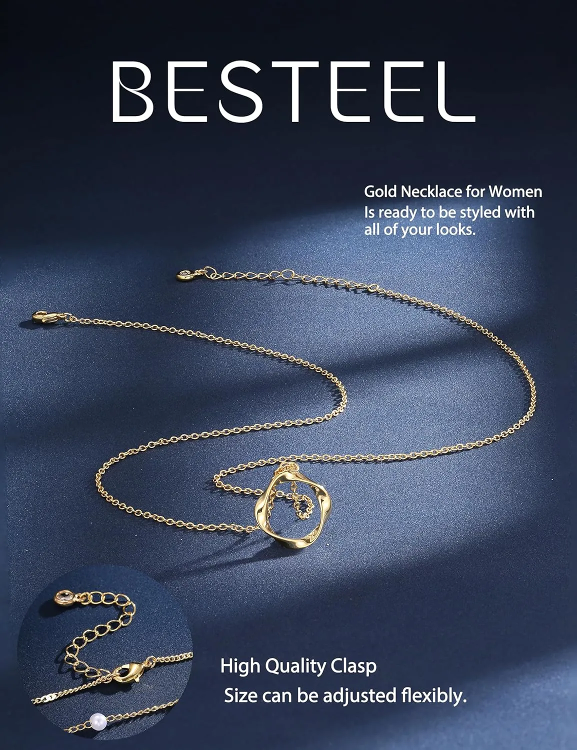 Besteel 3Pcs Dainty Layered Gold Necklaces for Women - Paperclip Pearl Choker Necklace Stack Set Trendy Simple Layering Chain Pendant Jewelry Non Tarnish Waterproof Gifts