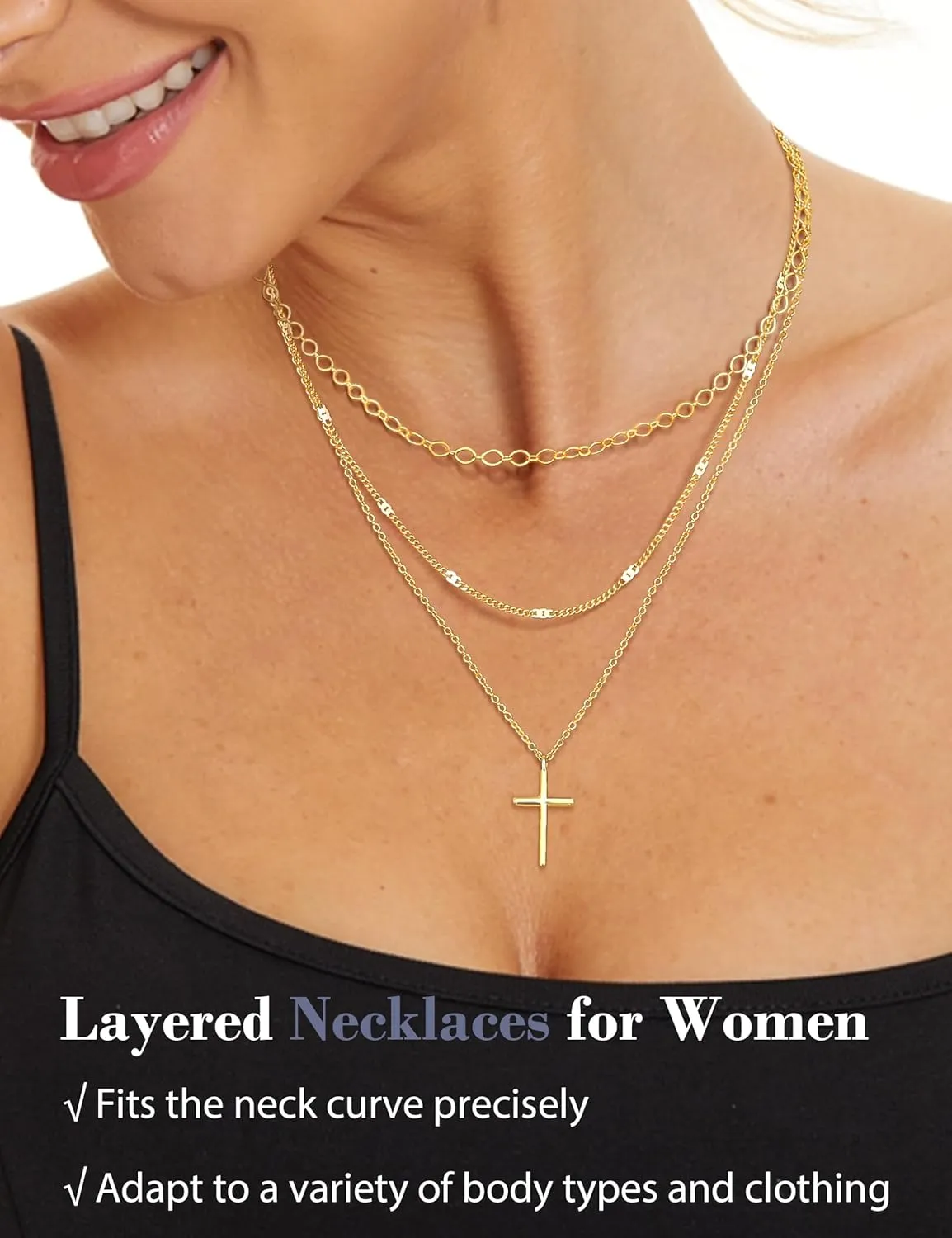 Besteel 3Pcs Dainty Layered Gold Necklaces for Women - Paperclip Pearl Choker Necklace Stack Set Trendy Simple Layering Chain Pendant Jewelry Non Tarnish Waterproof Gifts