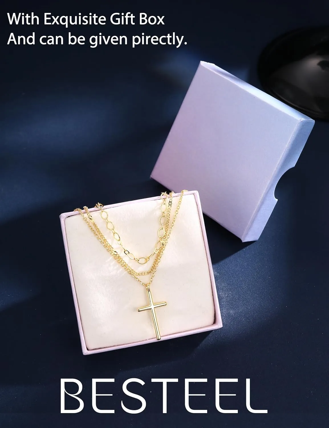 Besteel 3Pcs Dainty Layered Gold Necklaces for Women - Paperclip Pearl Choker Necklace Stack Set Trendy Simple Layering Chain Pendant Jewelry Non Tarnish Waterproof Gifts