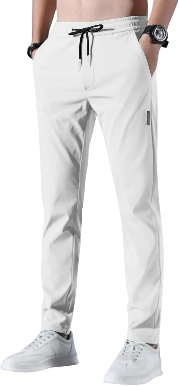 Bevawear Glide Pants Mens Breathable Quick Dry Stretch Athletic Pants Elastic Waist Drawstring Active Hiking Pant
