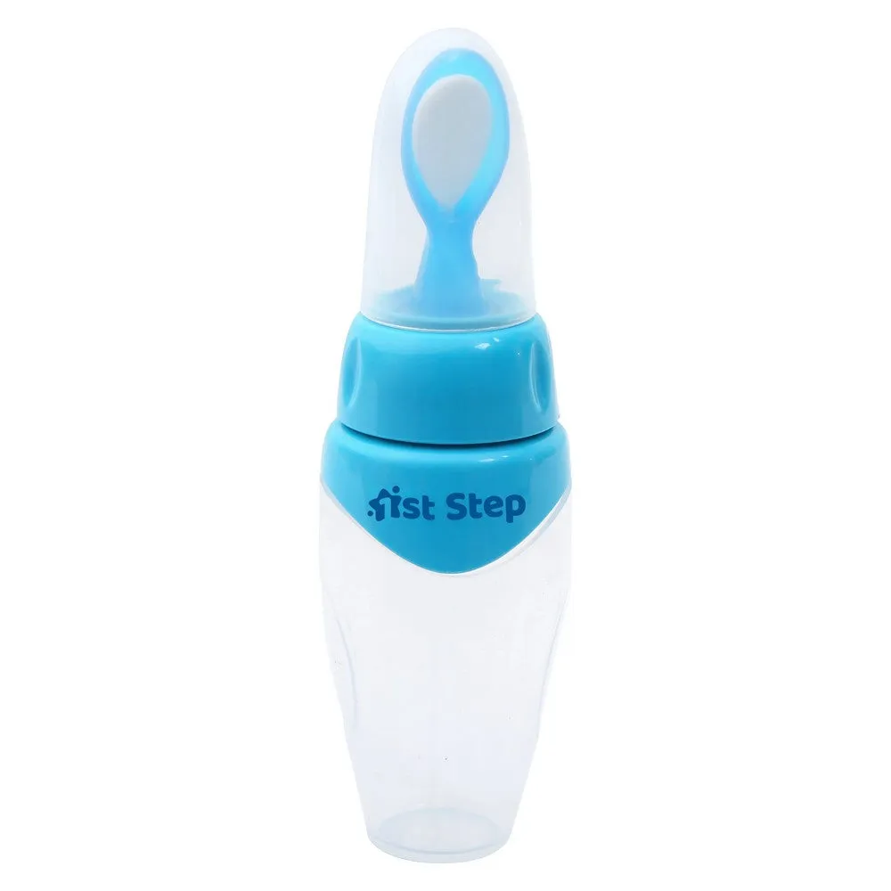 Blue Non Spill Silicone Soft Squeeze Food Feeder