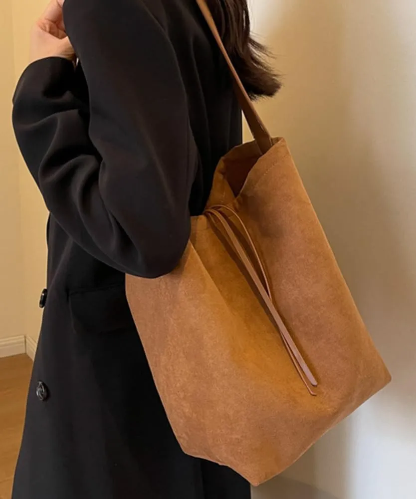 Bucket Suede Hobo Bags for Women Vegan Leather Handbag Bucket Shoulder Bag Purse Tote Handbag Fashion Designer Bag