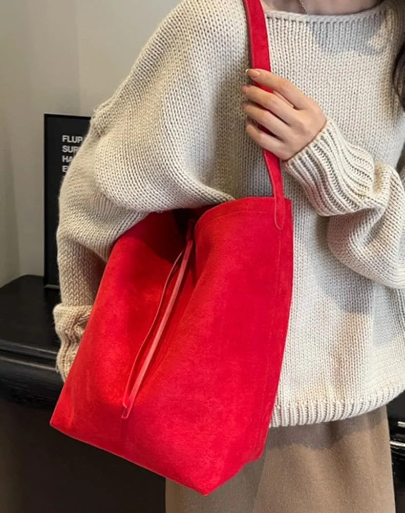 Bucket Suede Hobo Bags for Women Vegan Leather Handbag Bucket Shoulder Bag Purse Tote Handbag Fashion Designer Bag