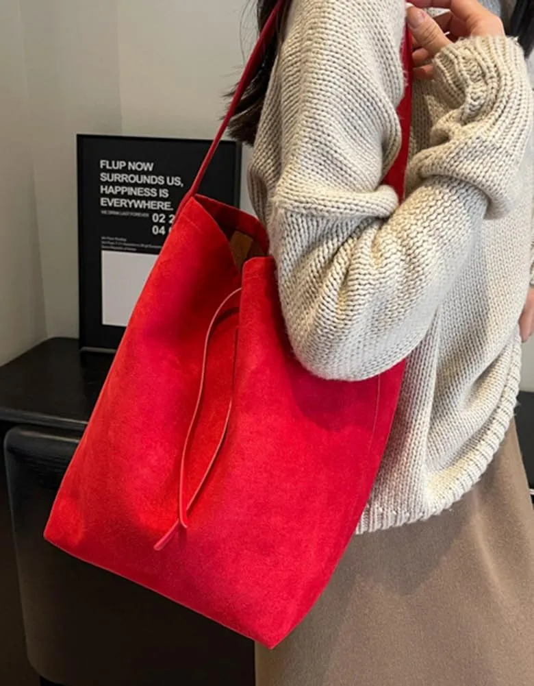 Bucket Suede Hobo Bags for Women Vegan Leather Handbag Bucket Shoulder Bag Purse Tote Handbag Fashion Designer Bag