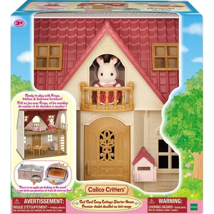 Calico Critters Red Roof Cozy Cottage, Dollhouse Playset with Figure, Furniture and Accessories