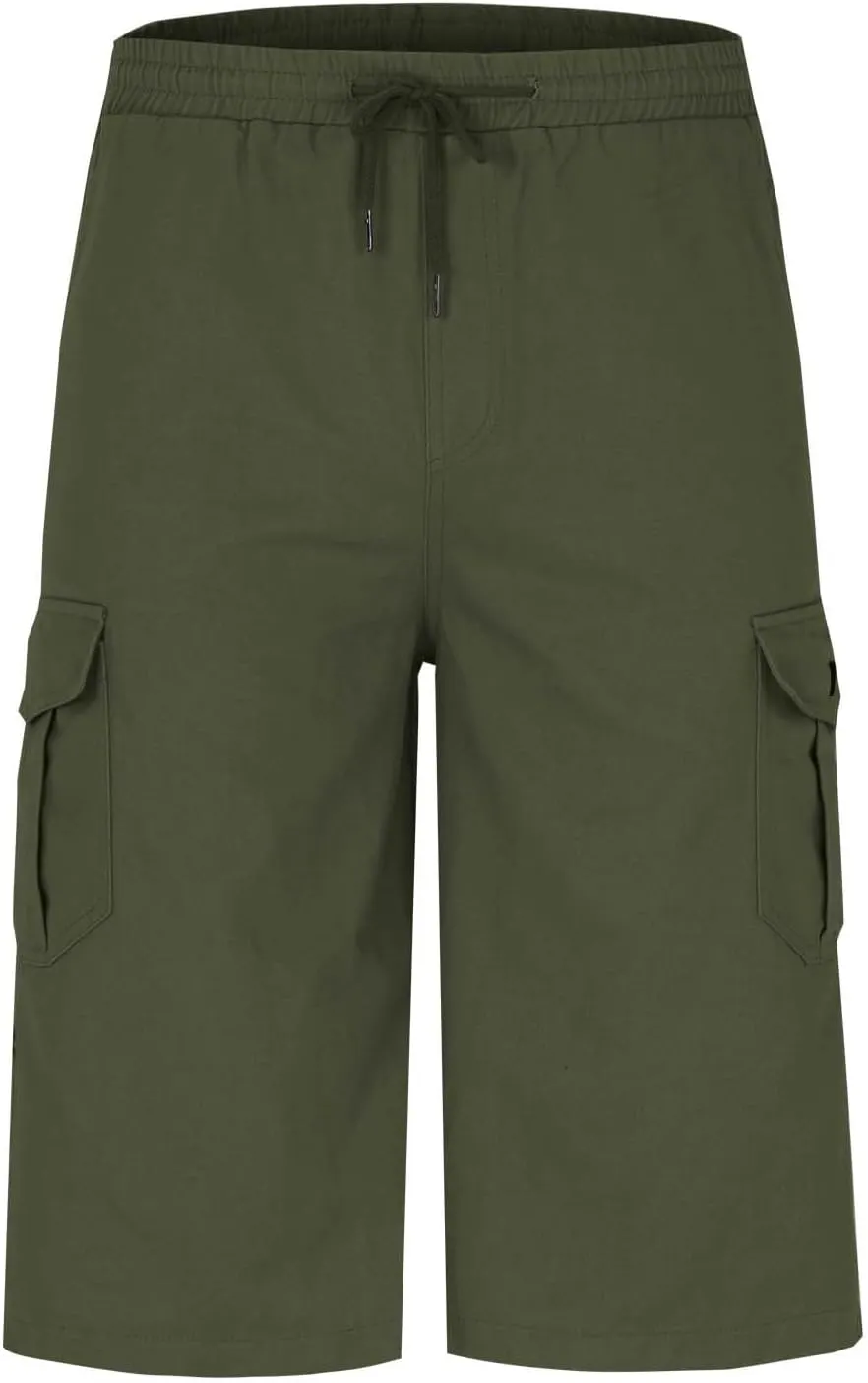 Cargo Pants for Men Joggers Slim Fit Drawstring Pockets Workout Cropped Pants Plain Distressed Fishing Work Pants