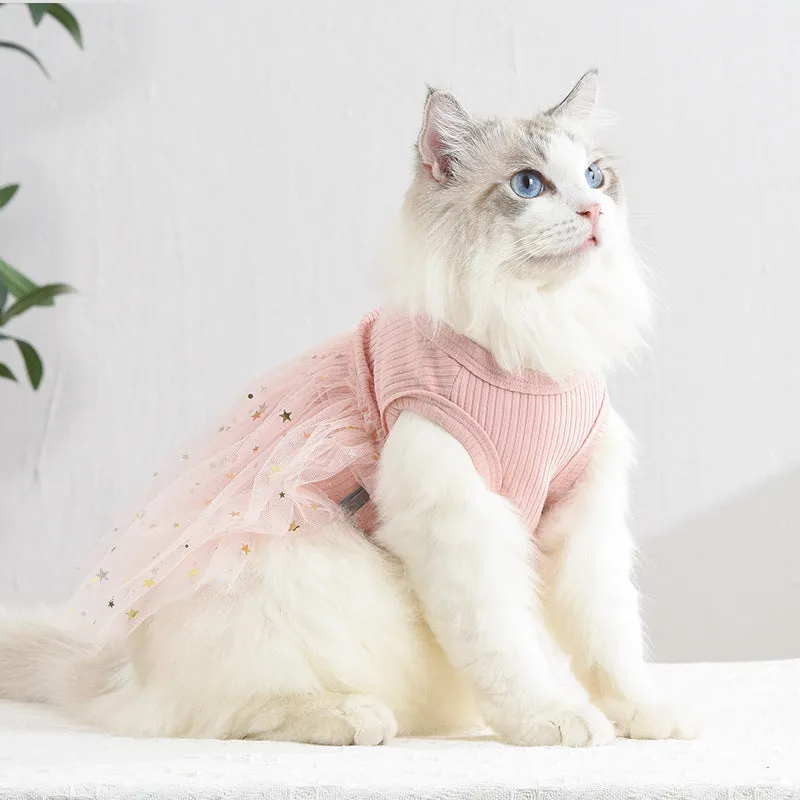 Cat Skirt Pet Clothing Sunken Stripe Skirt