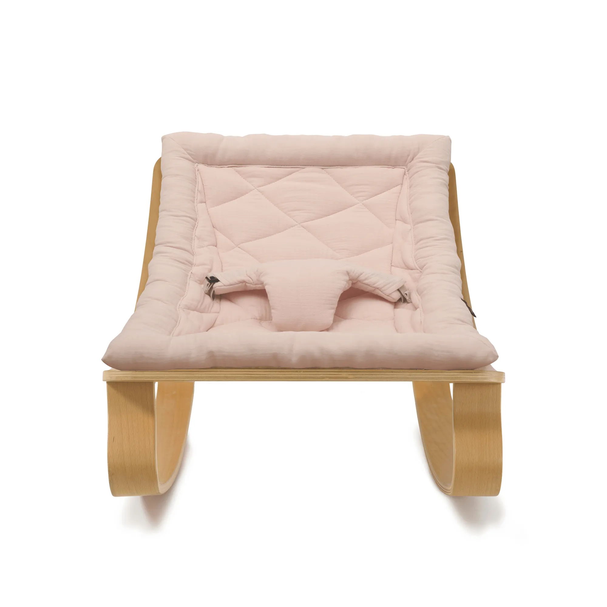 Charlie Crane LEVO Baby Rocker - Beech with Nude Pink Cushion