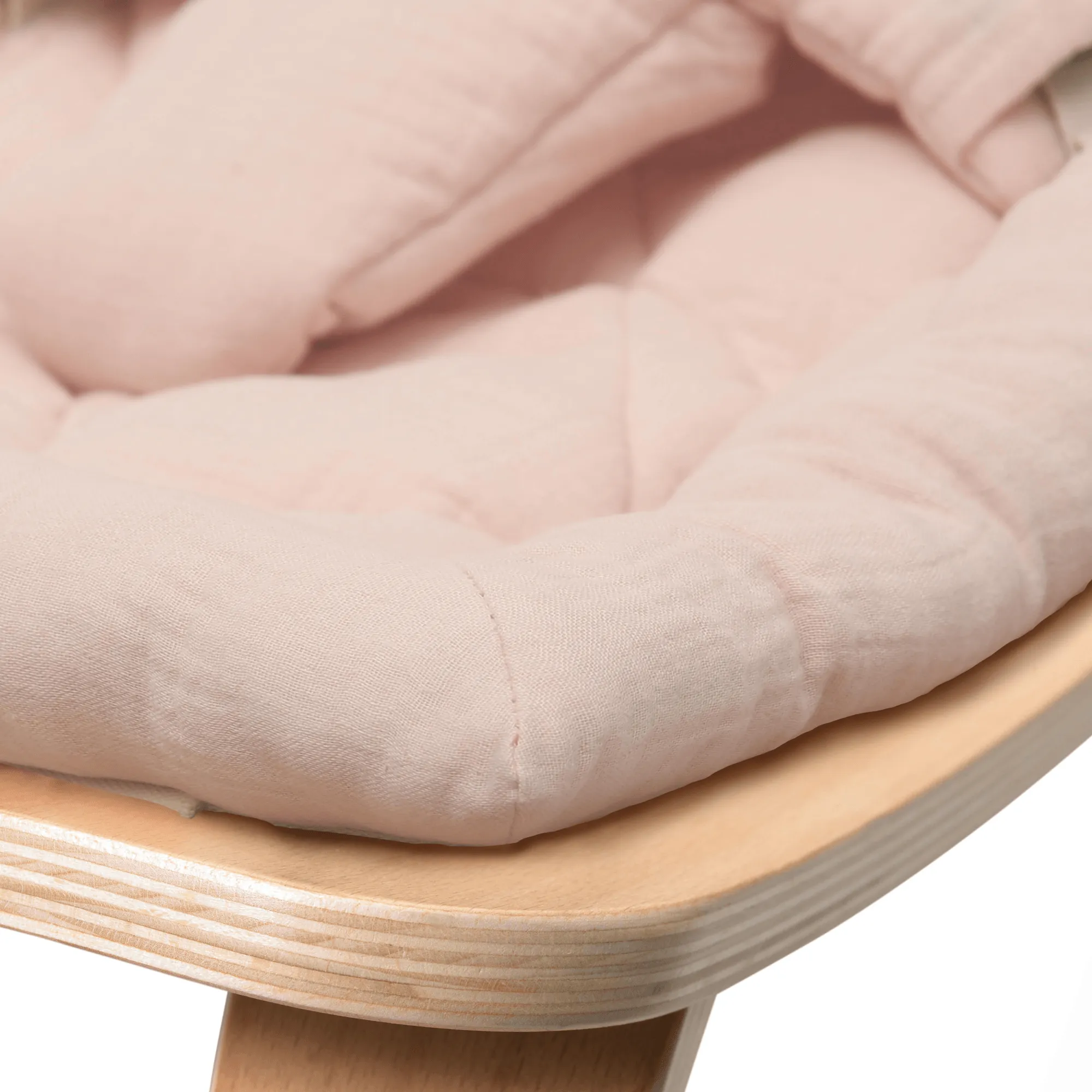 Charlie Crane LEVO Baby Rocker - Beech with Nude Pink Cushion