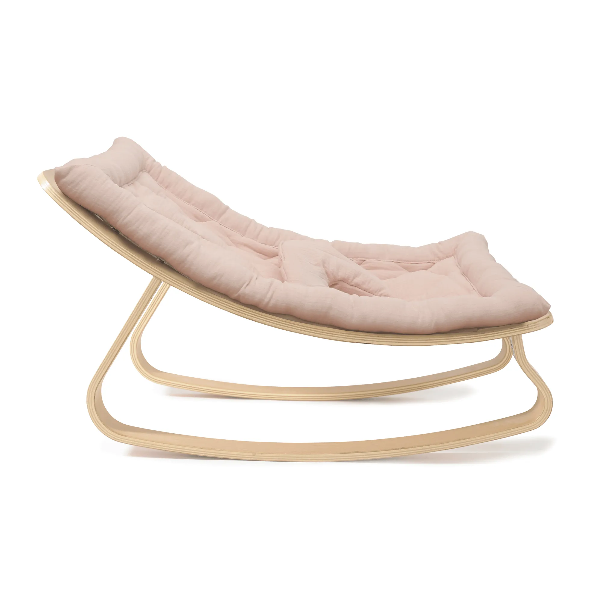 Charlie Crane LEVO Baby Rocker - Beech with Nude Pink Cushion
