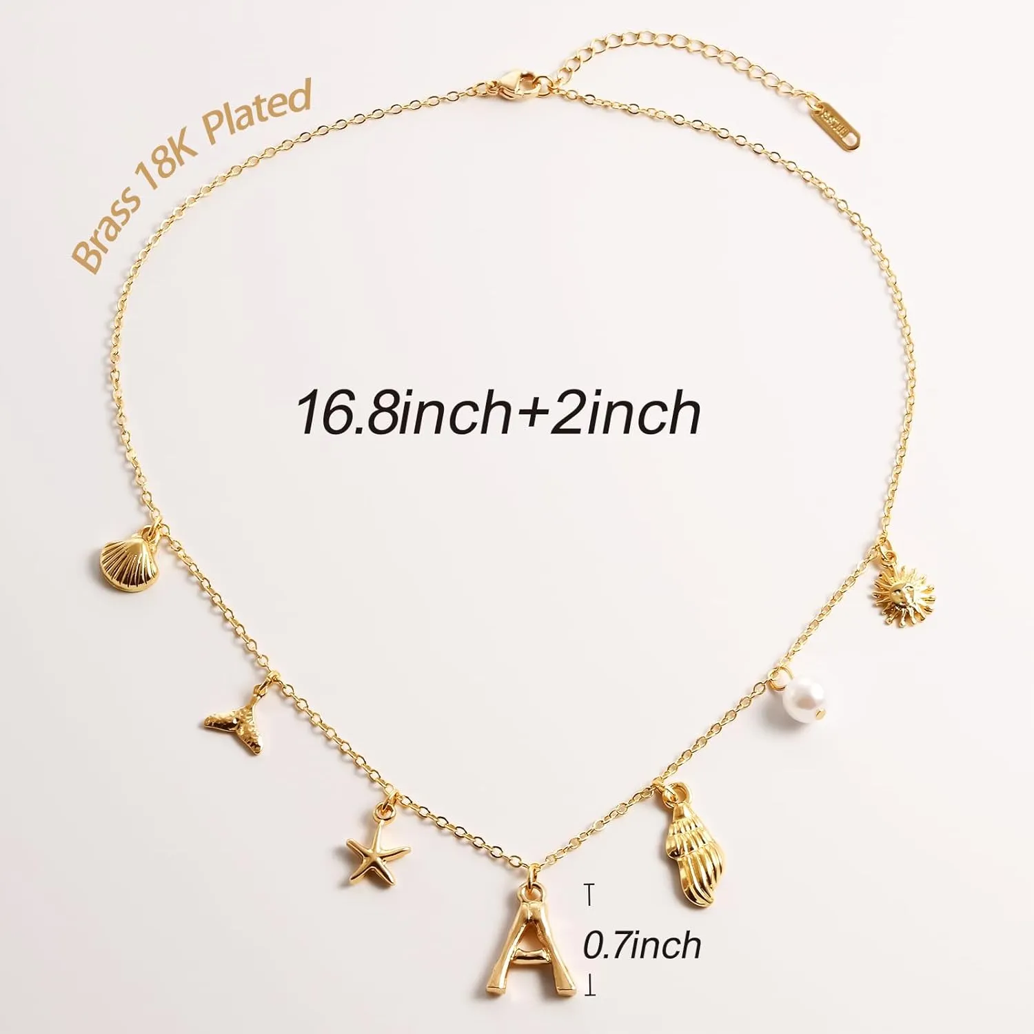 Charm Necklace for Women Shell Starfish necklace 18K Gold Plated Womens Charm Necklace Ocean Jewelry Name Necklace Personalized Initial Necklaces for Women Trendy Jewelry