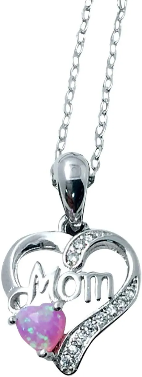 Christmas Gifts for Women,Silver Plated Heart Birthstone Crystal Pendant Necklaces Anniversary Birthday Jewelry Gifts for Mom