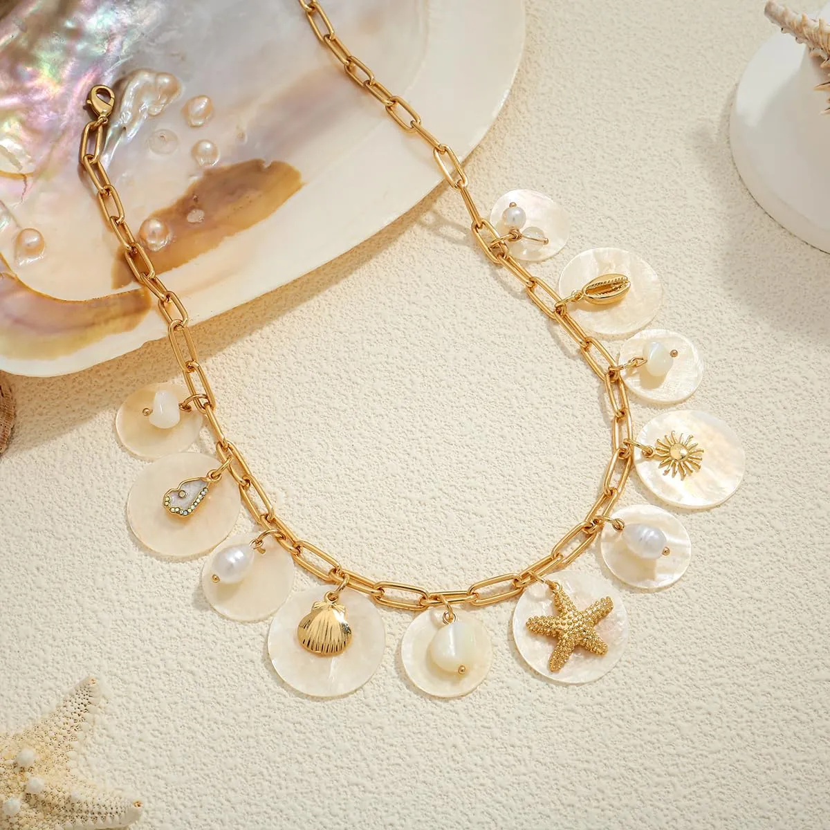CLASSYZINT Shell Necklace Shell Conch Starfish Charm Necklace Boho Summer Necklaces Beach Jewelry for Women
