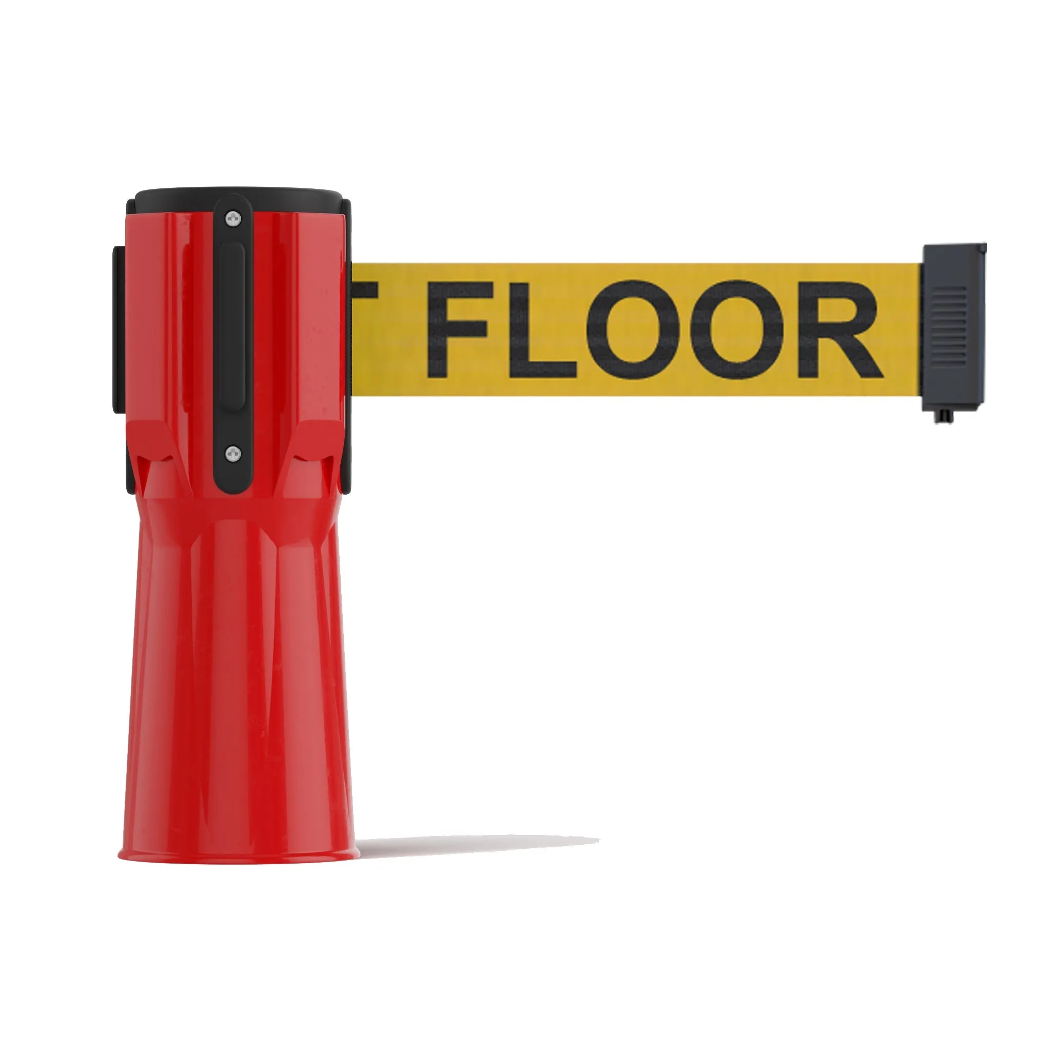 Cone-Mounted Retractable Belt Barrier, 11 Ft. Belt - Trafford Industrial