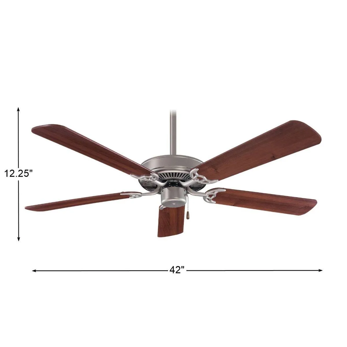 Contractor 42 Inch Ceiling Fan with Pull Chain, Brushed Steel with Dark Walnut Blades