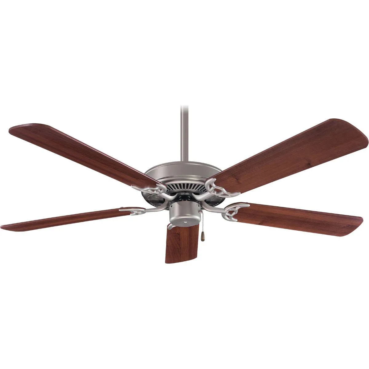 Contractor 42 Inch Ceiling Fan with Pull Chain, Brushed Steel with Dark Walnut Blades