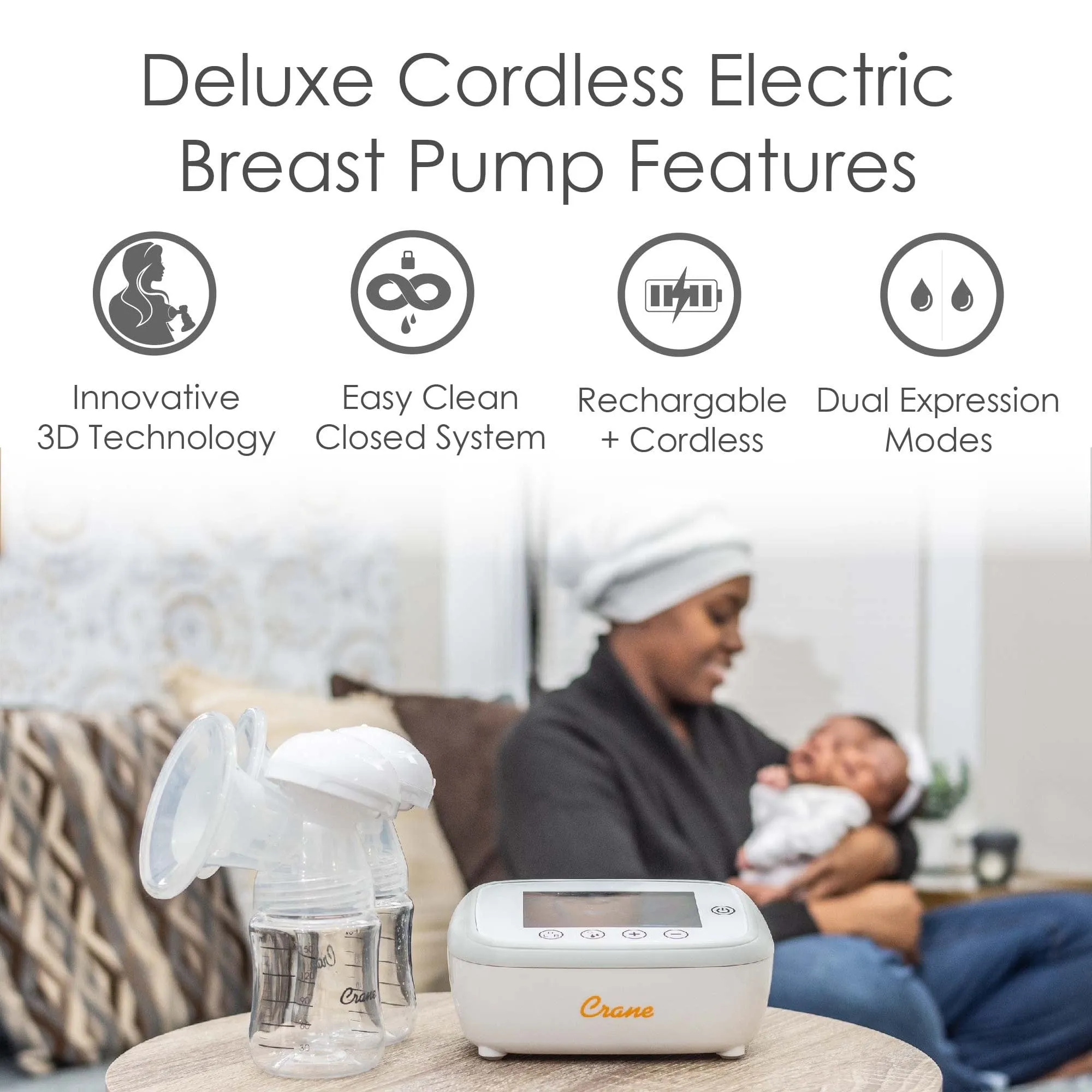 Crane Rechargeable Breast Pump, Dual Mode