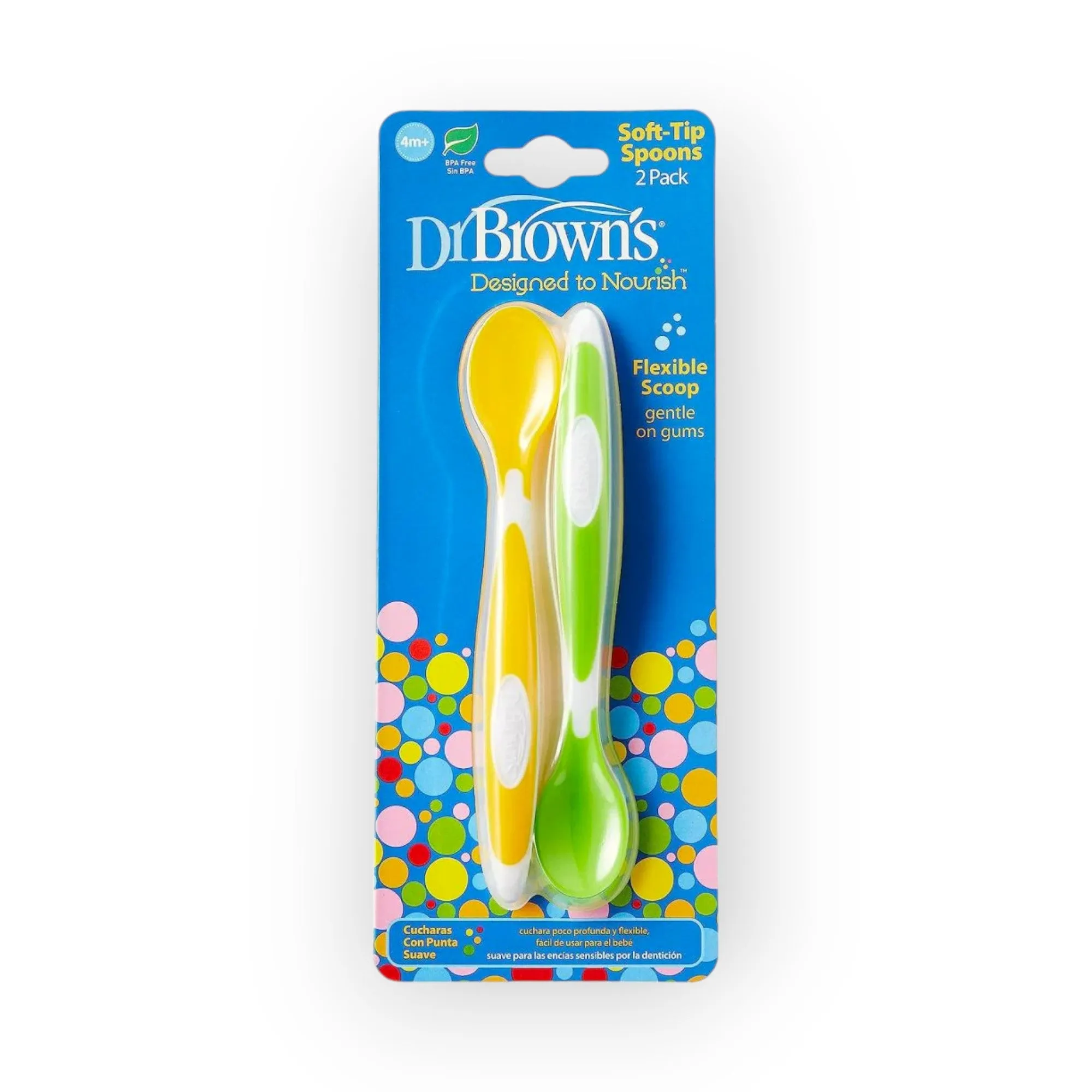 Dr Brown's Twin Pack Soft-Tip Spoon, Yellow/Green