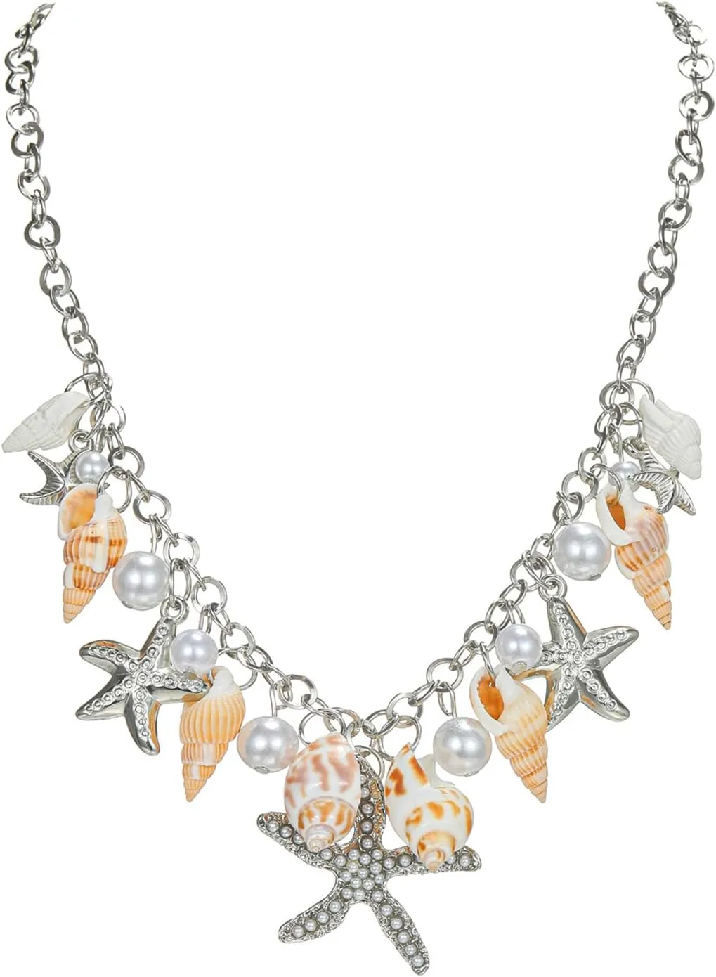 Dreuyet Bohemia Shell Starfish Necklaces for Women Trendy Chunky Natural Conch Pearl Seashell Choker Charm Handmade Adjustable Layered Shell Necklace Holiday Summer Beach Themed Jewelry