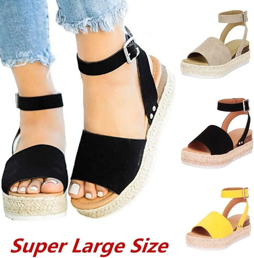 Eduavar Platform Sandals Women, Sandals for Women Dressy Summer Peep Toe Espadrille Platform Sandals Shoes with Buckle Strap