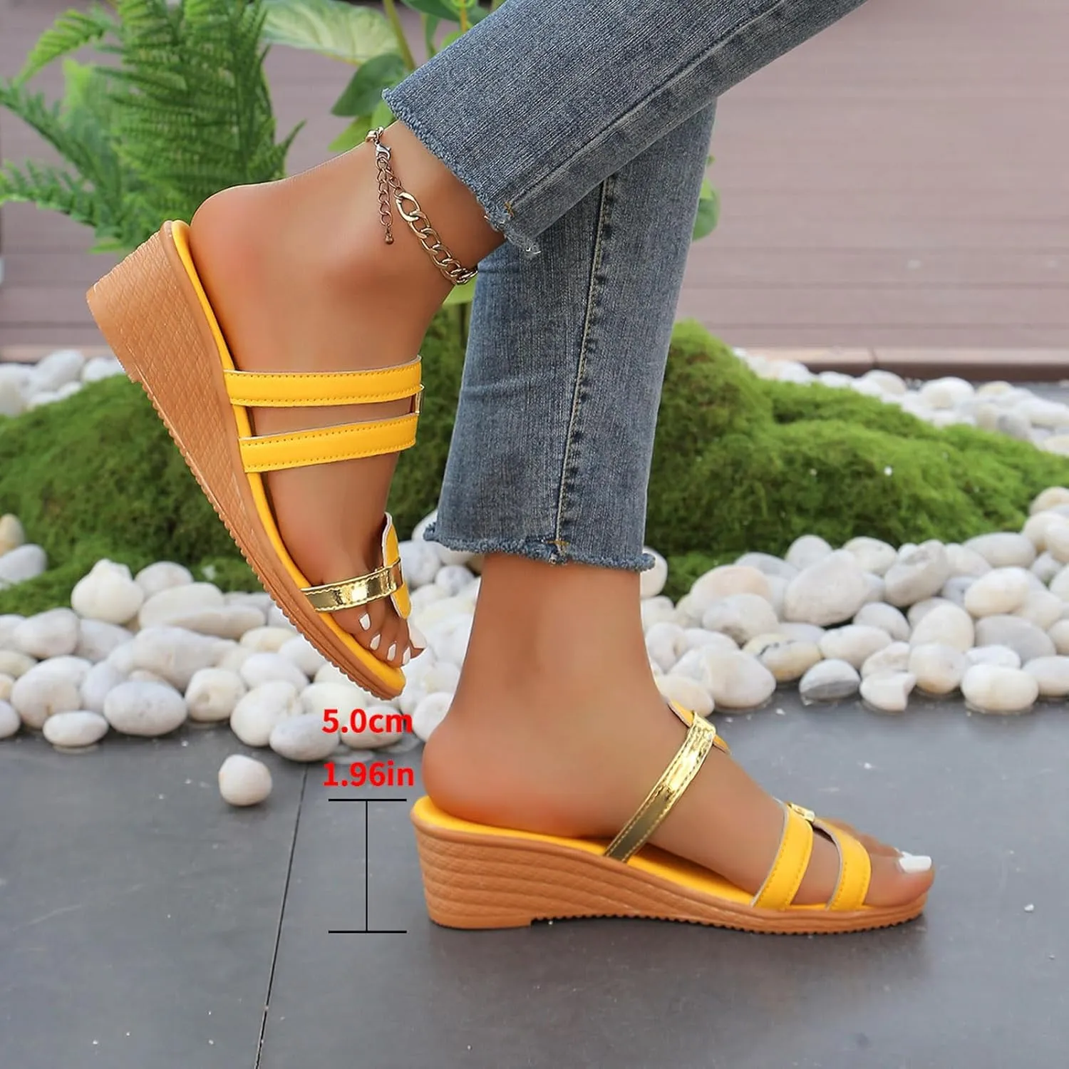 Eduavar Sandals for Women 2025 Casual Dressy Arch Support Lightweight Platform Fashion Slides Slippers Low Wedge Heels Shoes