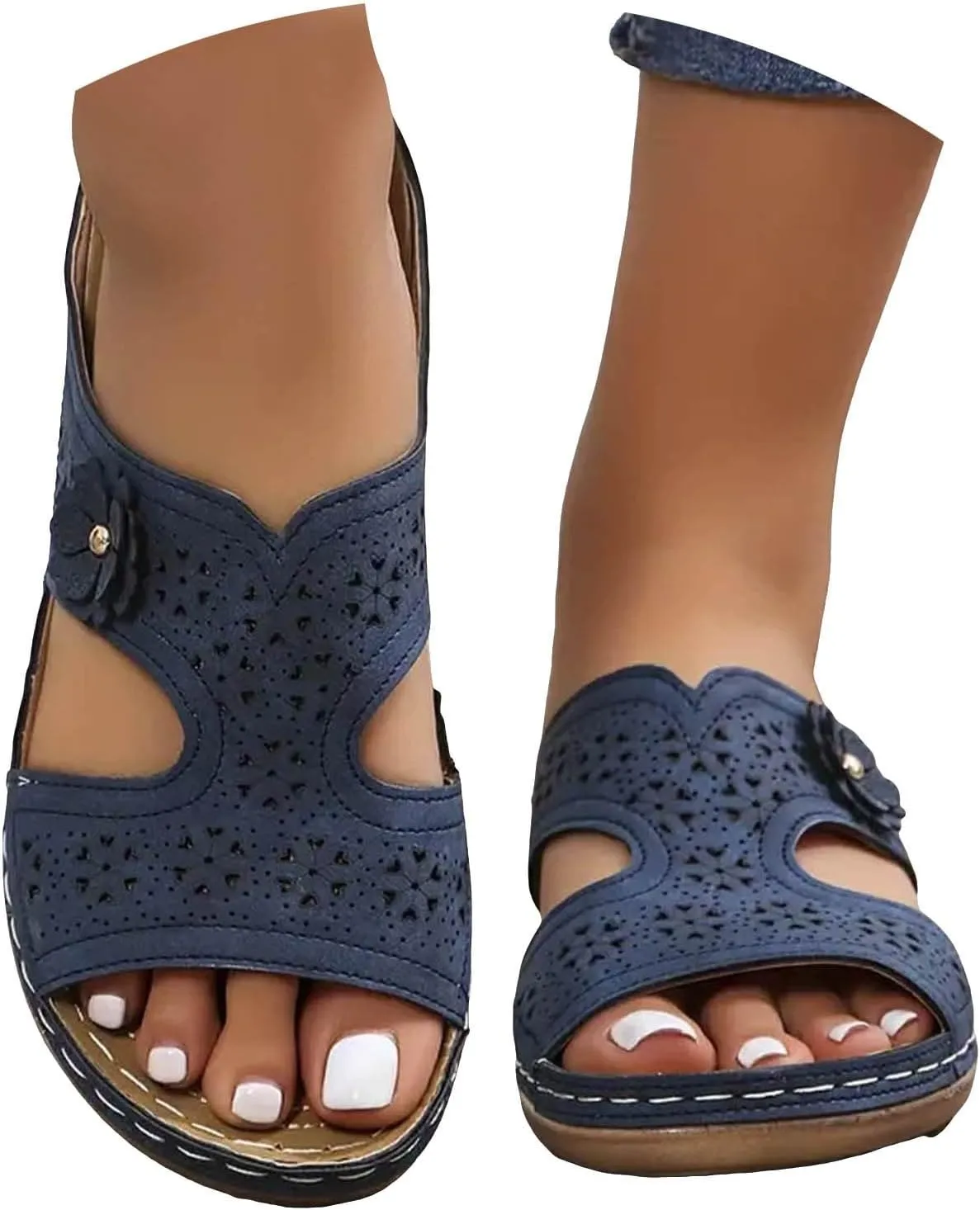 Eduavar Sandals for Women 2025 Orthopedic Slide Sandals Orthotic Comfortable Walking Non-Slip Sole Shoes with Arch Support