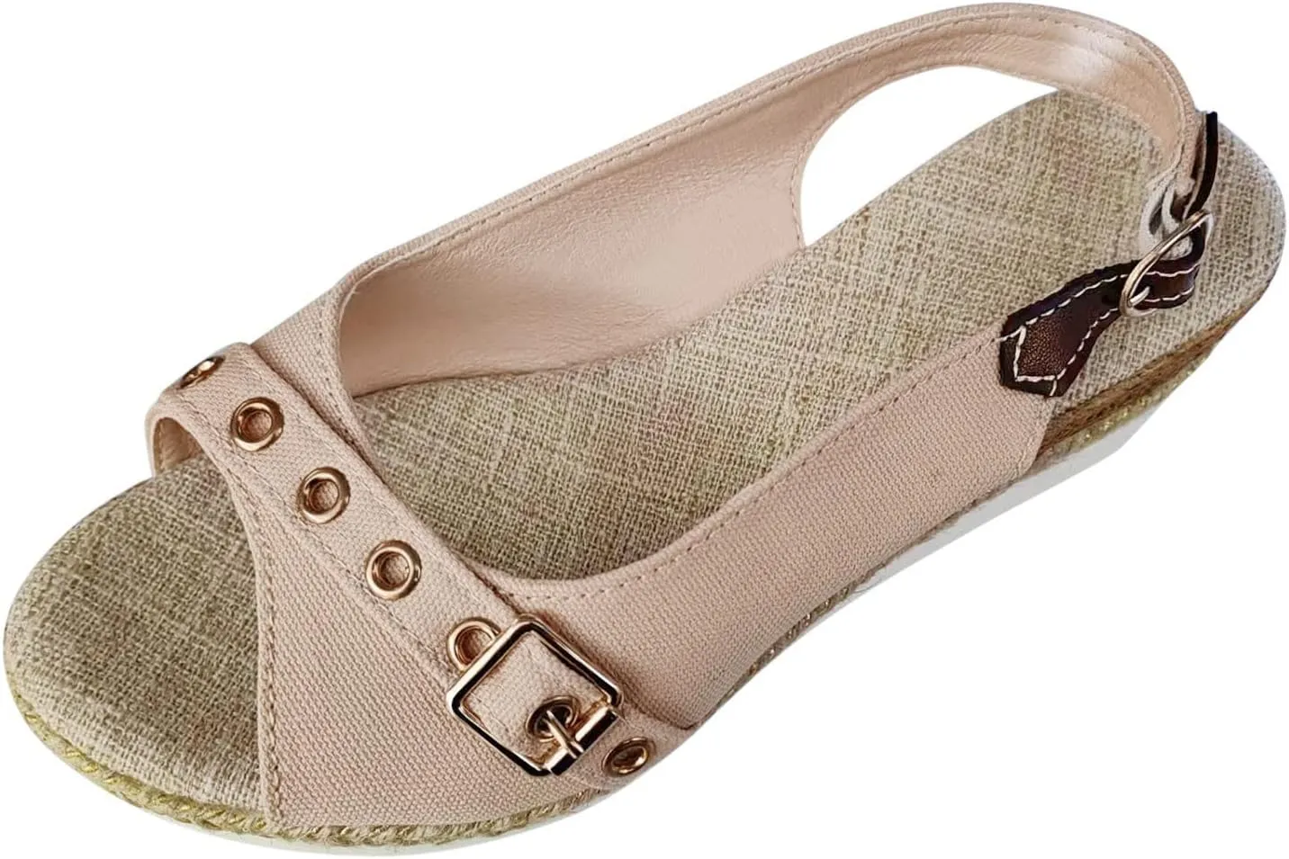 Eduavar Sandals for Women 2025 Summer Open Toe Slingback Wedges Double Strap Block Low Heel Sandals Classic Dress Shoes