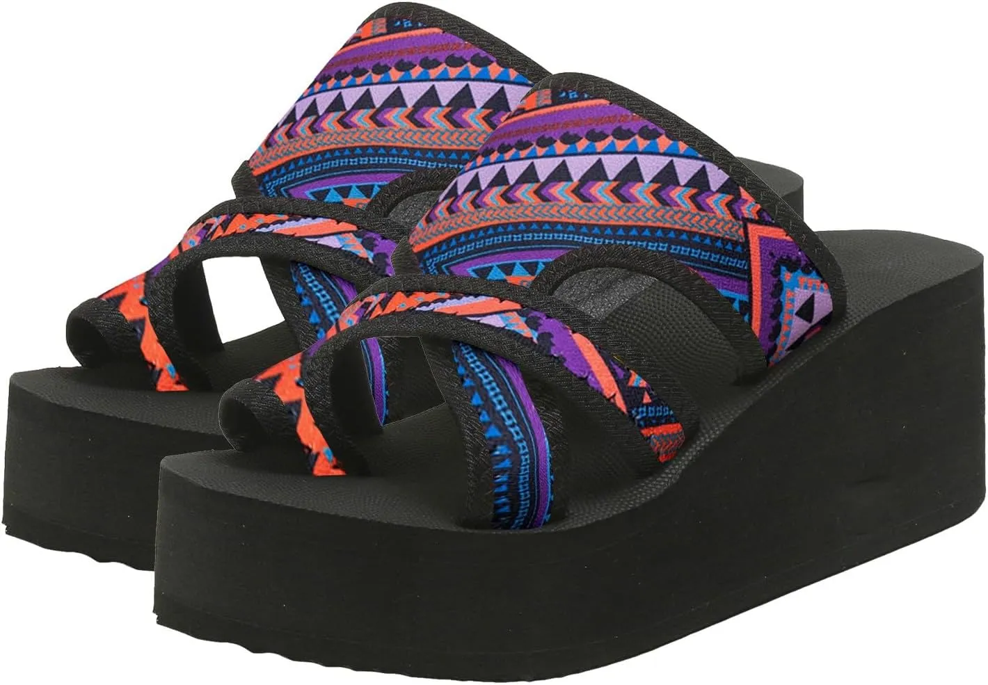Eduavar Sandals for Women Casual Dressy Open Toe Flip Flops Strappy Yoga Mat Comfortable Wedges Walking Shoes Slip on Slipper