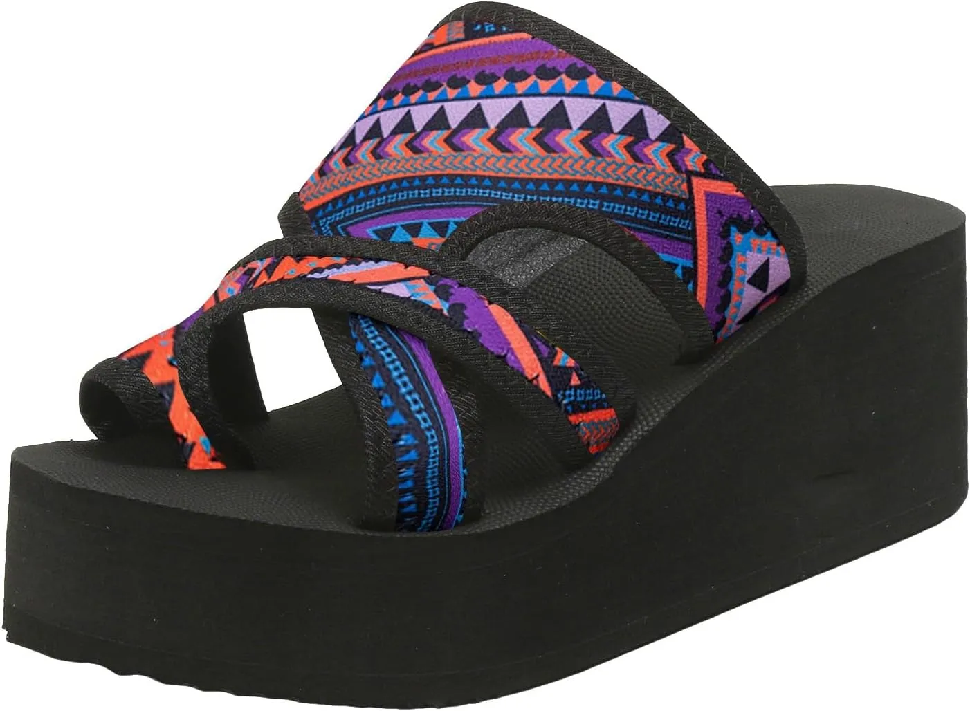 Eduavar Sandals for Women Casual Dressy Open Toe Flip Flops Strappy Yoga Mat Comfortable Wedges Walking Shoes Slip on Slipper