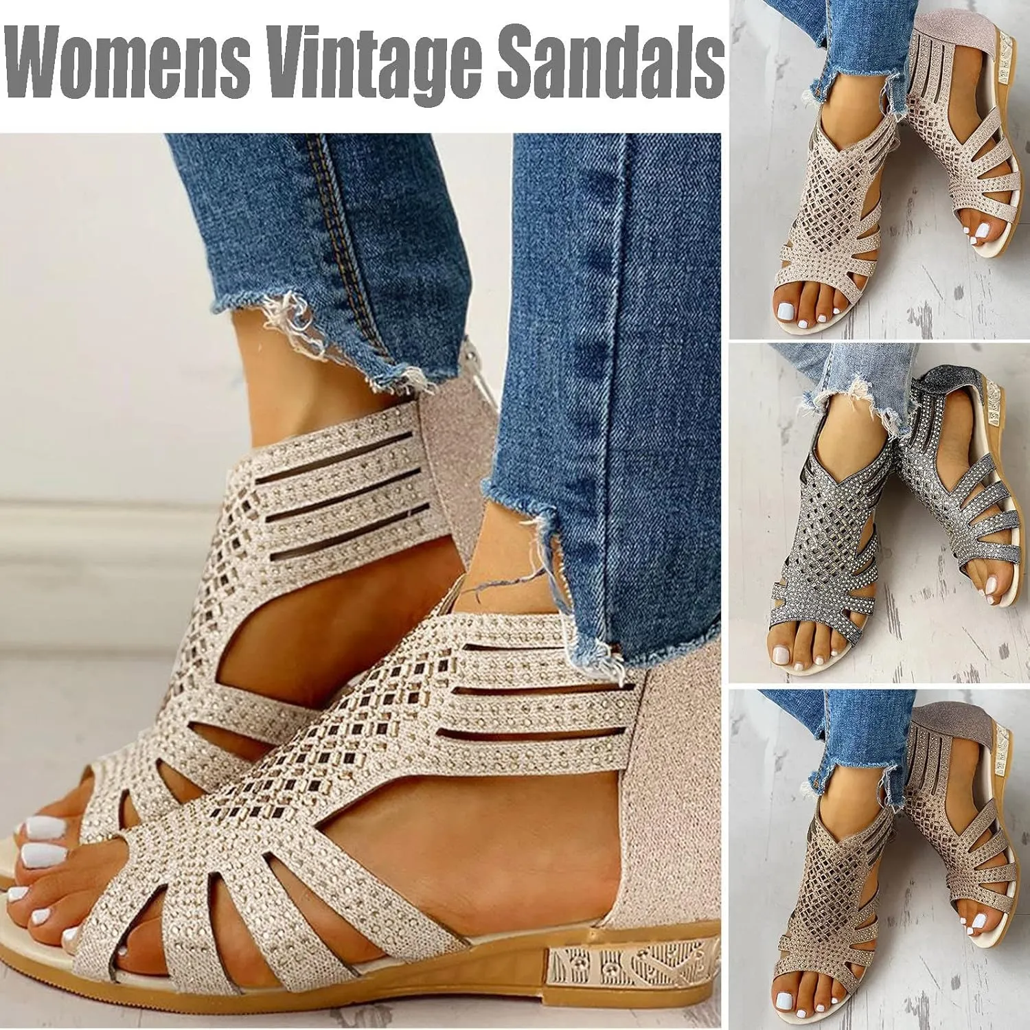 Eduavar Sandals for Women Casual Summer, Women Sandals Closed Toe Wedge Sandals Summer Casual Ankle Strap Buckle Sandals